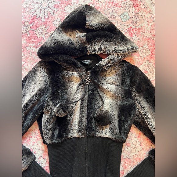 Bebe Fur hoodie jacket pom poms - Picture 3 of 10